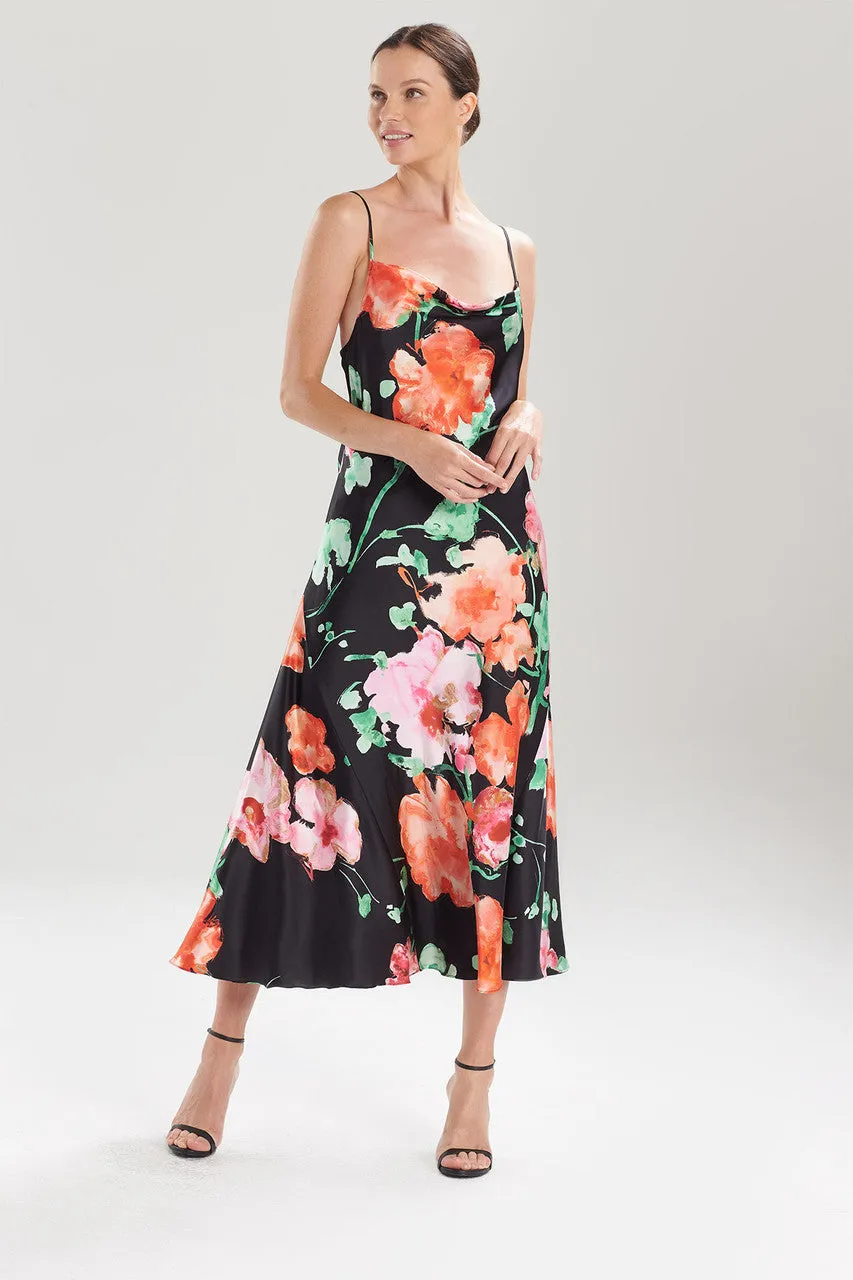 Peony Blossoms Silk Gown