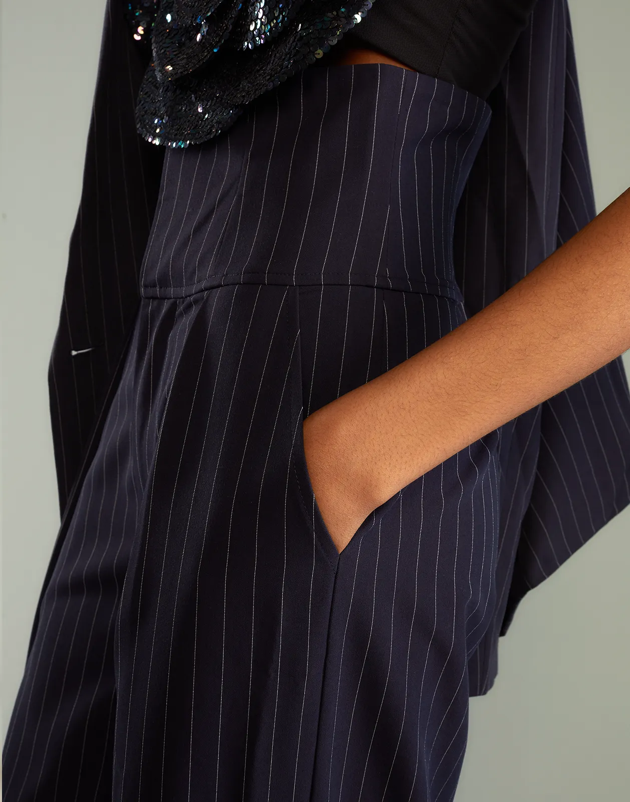 Pinstripe Corset Waist Pants