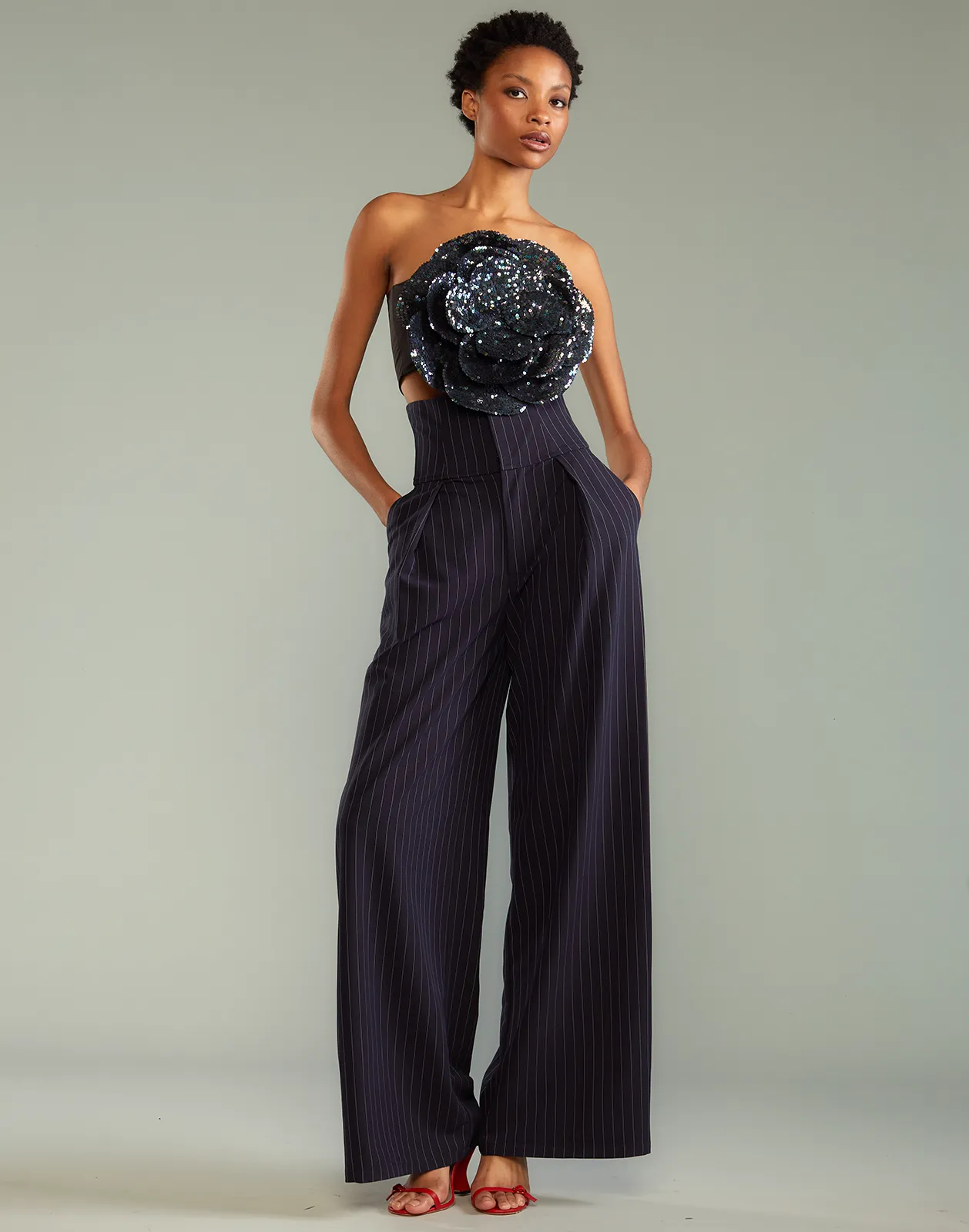 Pinstripe Corset Waist Pants