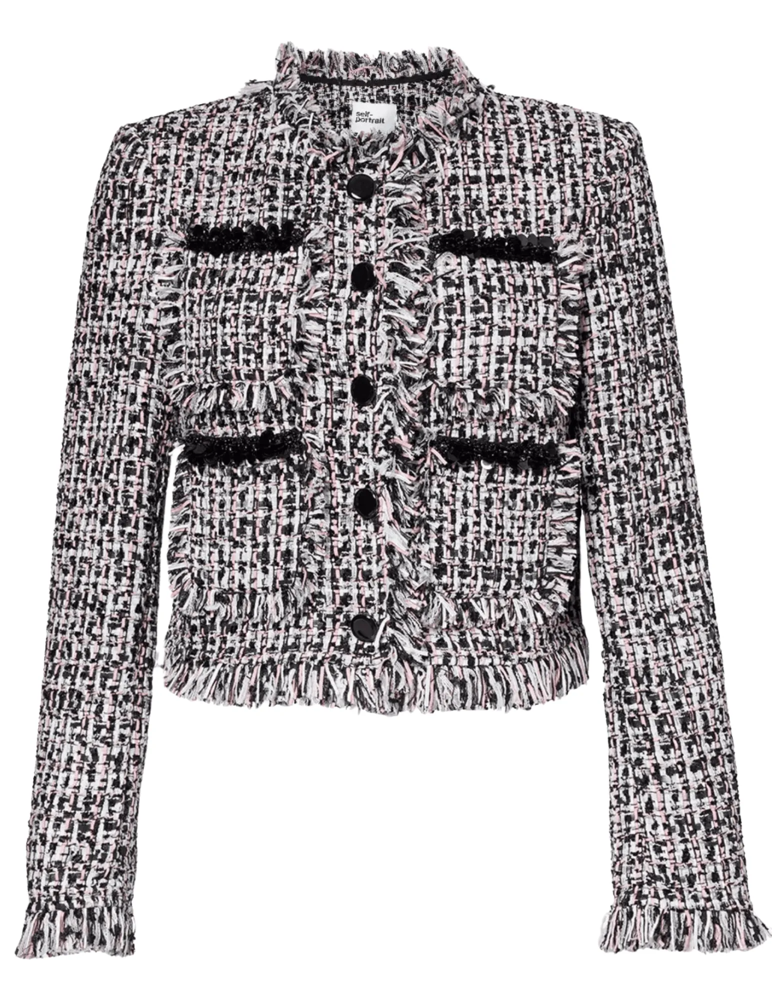 Self-Portrait Fringe Hem Boucle Jacket