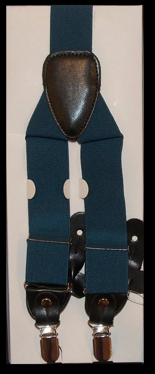 Solid Aqua Blue Men's Suspenders