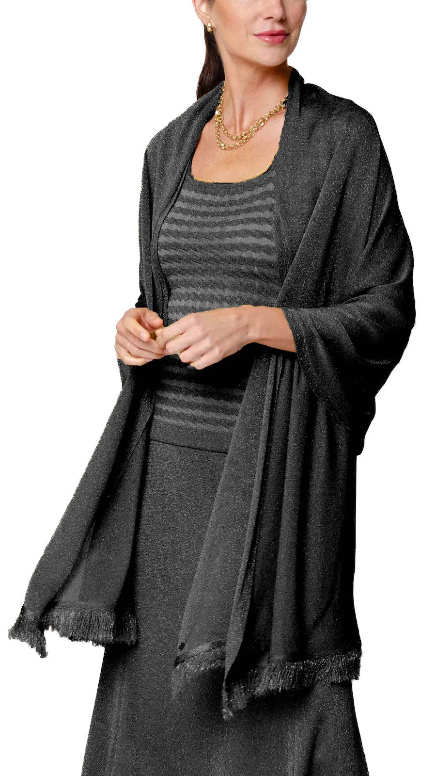 Star Dust Shimmer Shawl - Silver Black