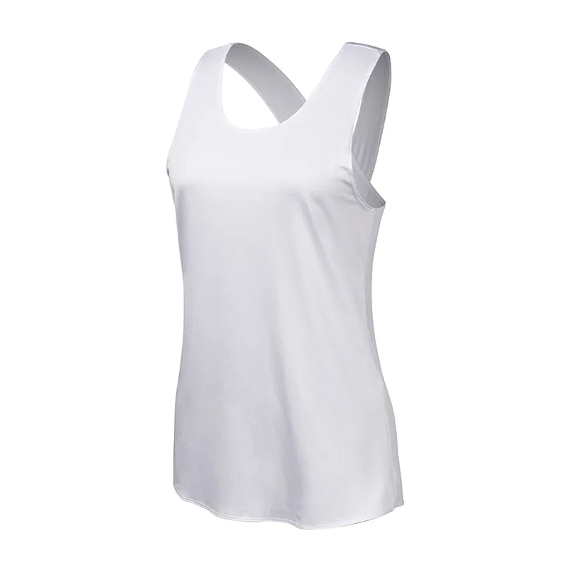 Stylish Quick-drying Ladies' Cross Back Sleeveless Gym Shirts