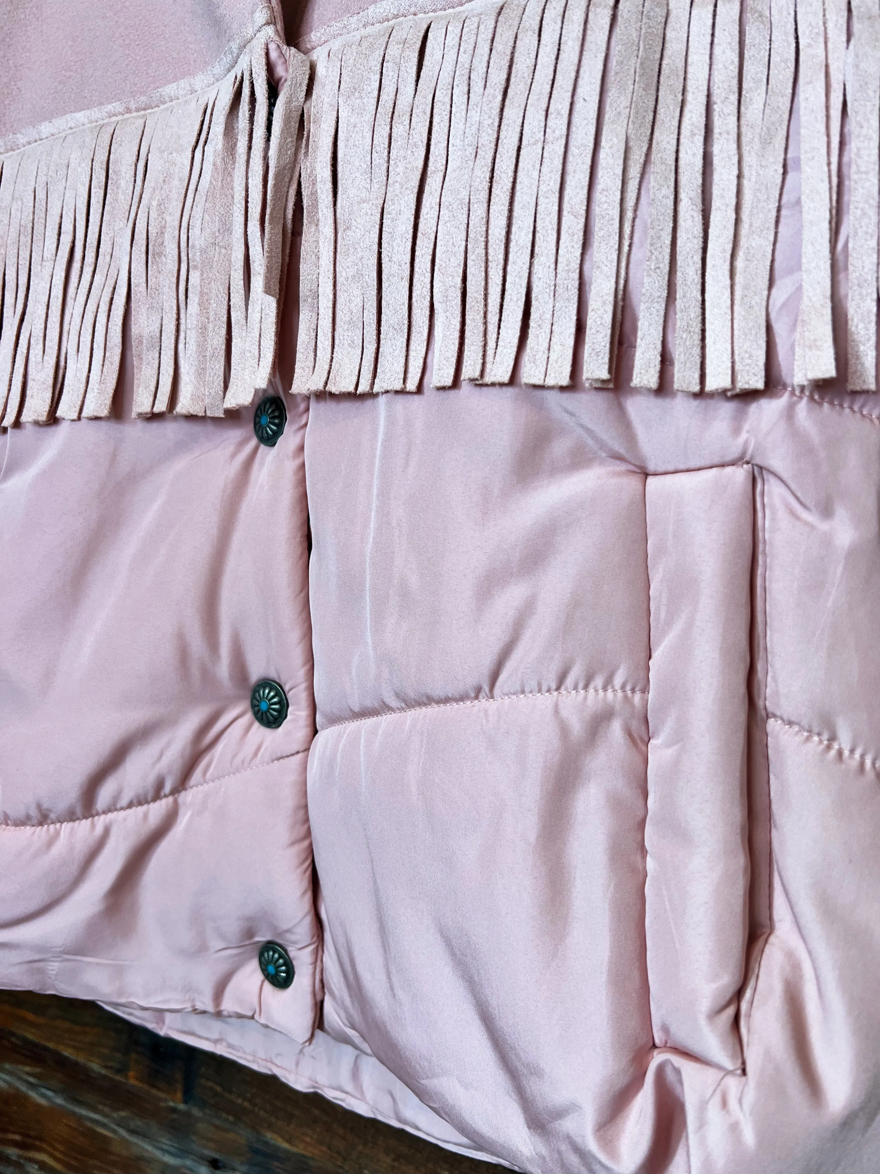 The Stetson Fringe Puff Vest in Blush