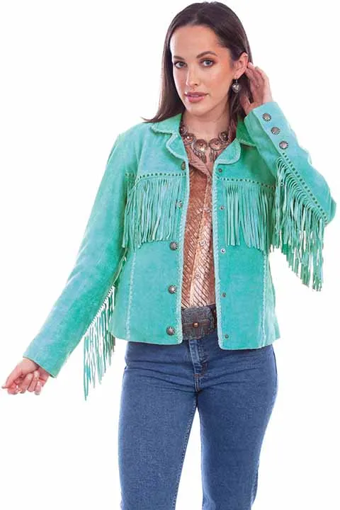 Turquoise Suede Fringe Jacket at Bourbon Cowgirl