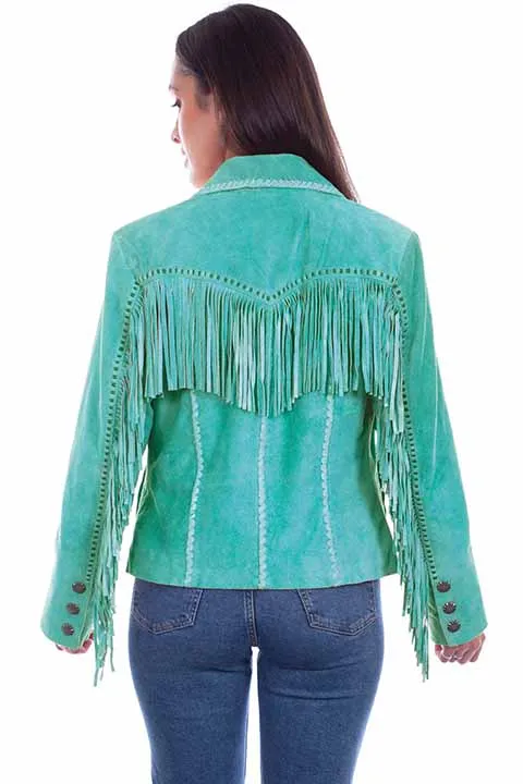 Turquoise Suede Fringe Jacket at Bourbon Cowgirl