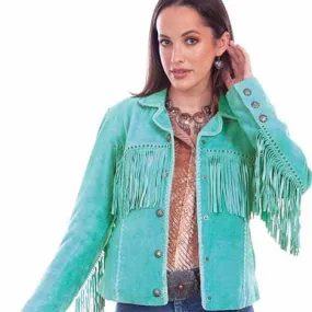 Turquoise Suede Fringe Jacket at Bourbon Cowgirl