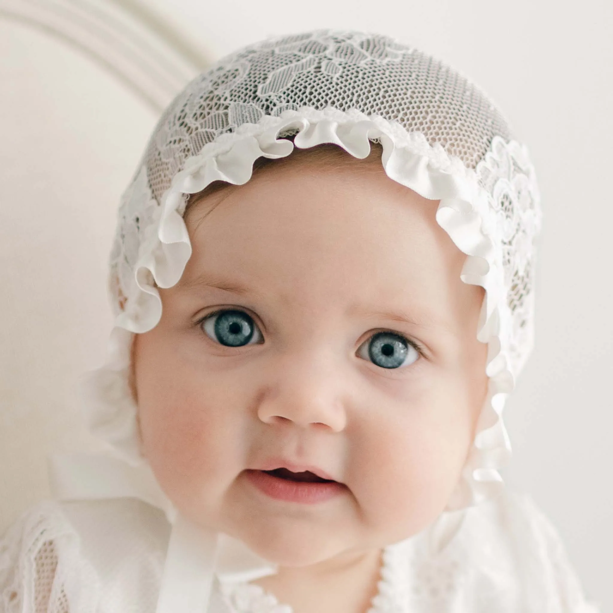 Victoria Puff Sleeve Christening Gown & Bonnet