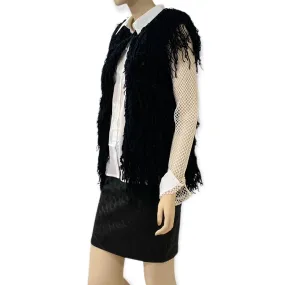 Women's Black Crochet Fringe Vest