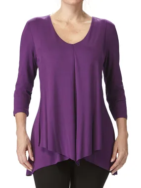 Women's Tunic top Purple Flattering Fit Quality Stretch Fabric Made In Canada Exclusive Yvonne Marie Boutiques